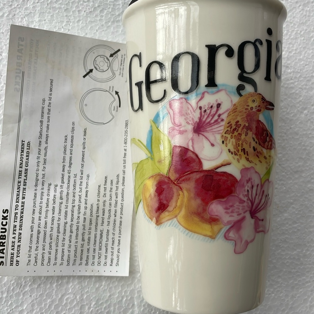 NWOT Starbucks Travel Tumbler Georgia Floral Mug - Multicolor